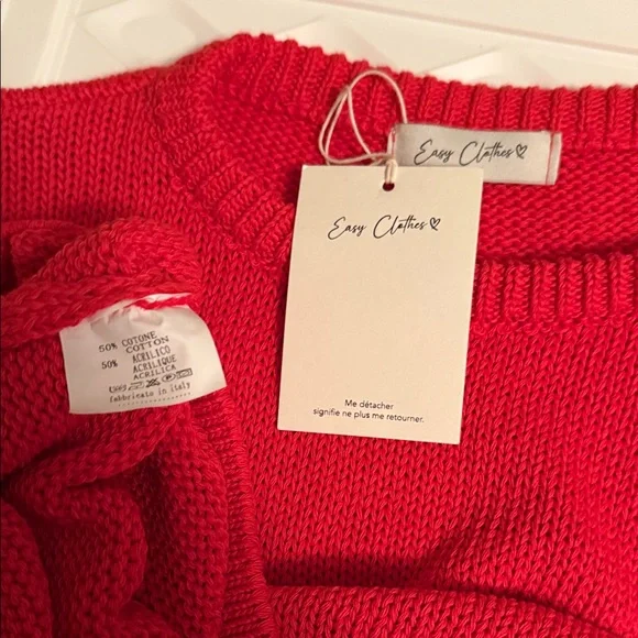 Easy Clothes Coral Cropped Knit Top - Picture 3 of 3